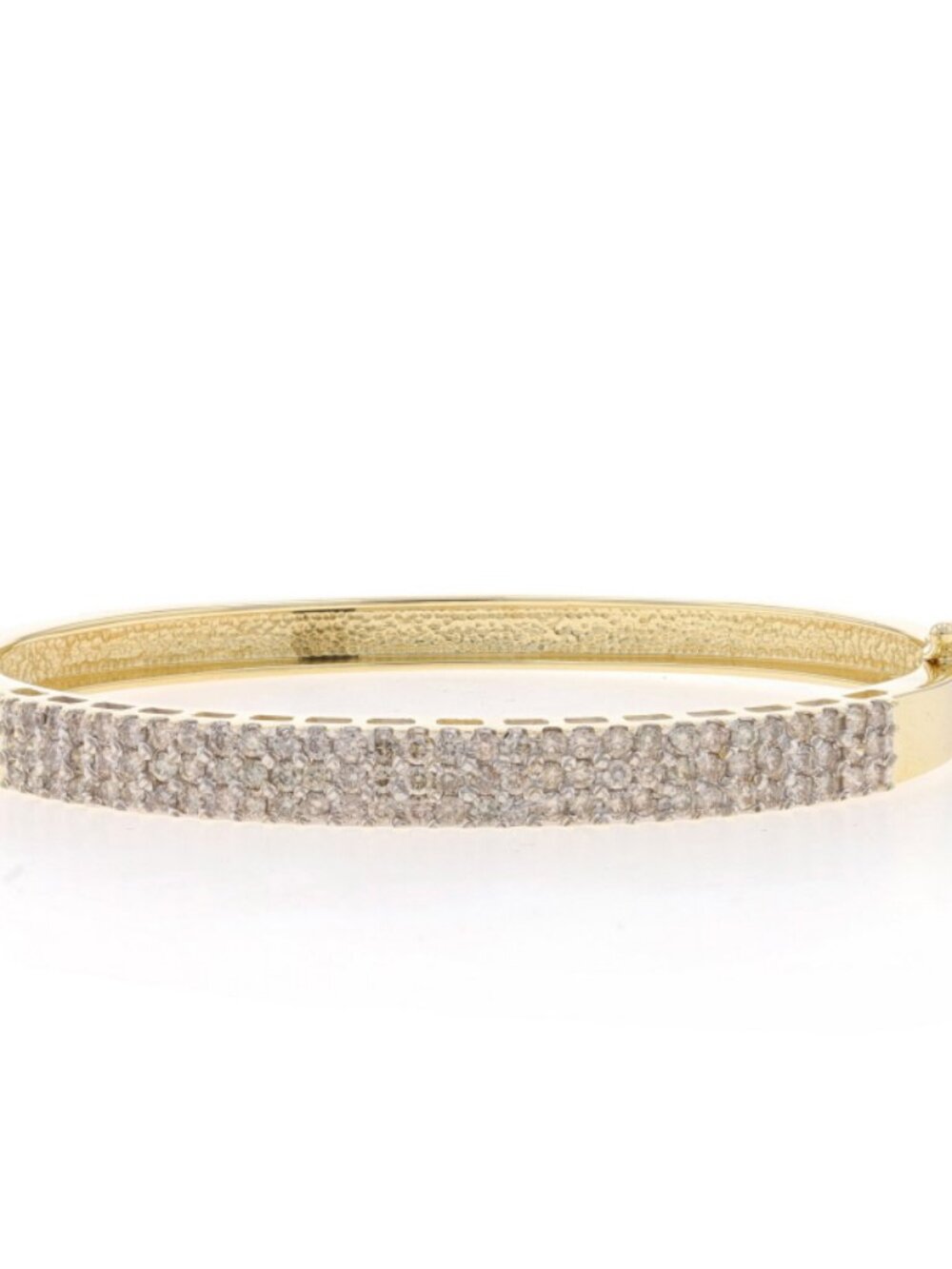 Yellow Gold Diamond Cluster Bangle Bracelet 6 1/2" - 14k Round Brilliant 2.50ctw